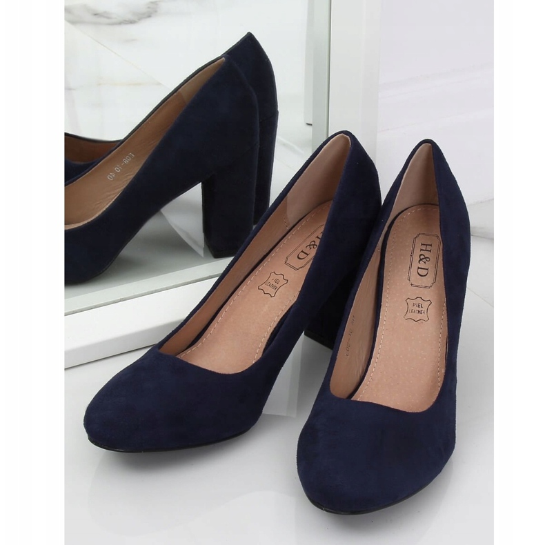 Czółenka na słupku granatowe E08-10 Blue 1