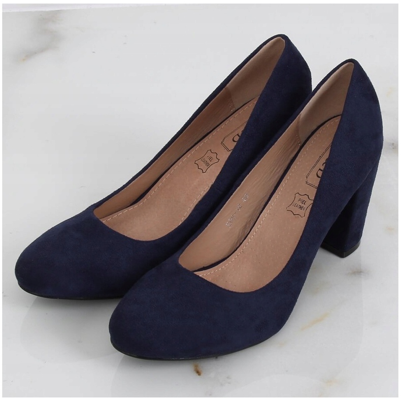 Czółenka na słupku granatowe E08-10 Blue 2