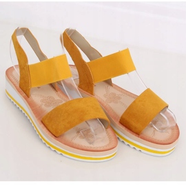 Sandałki damskie miodowe E008 Yellow żółte 1
