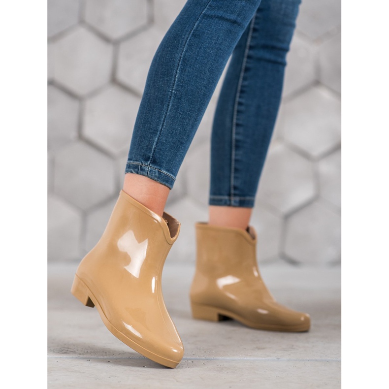 SHELOVET Kalosze Z Ozdobnym Łańcuchem brązowe 2