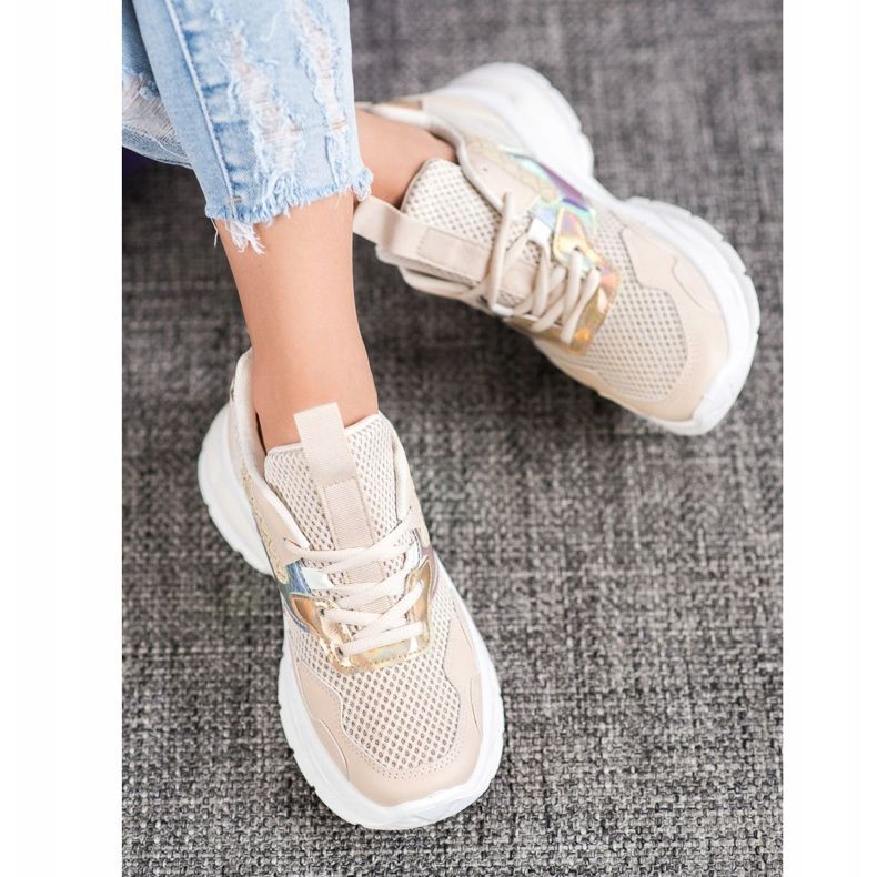 Mannika Modne Sneakersy Z Siateczką brązowe 2