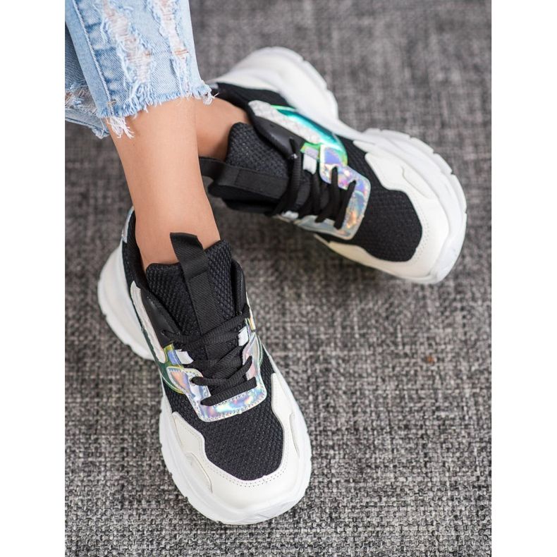 Mannika Modne Sneakersy Z Siateczką czarne 2