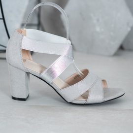 Filippo Srebrne Wsuwane Sandałki szare 2