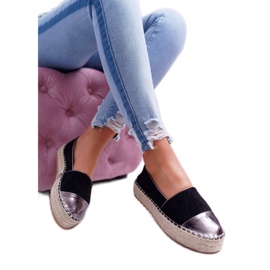 Espadryle Damskie Czarne Platforma Ringer żółte 3