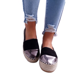 Espadryle Damskie Czarne Platforma Ringer żółte 2