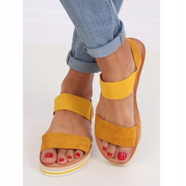 Sandałki damskie miodowe E008 Yellow żółte 2