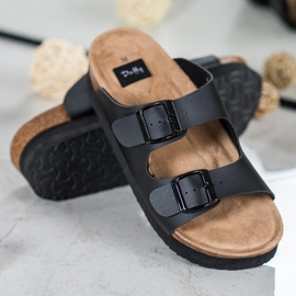 SHELOVET Czarne Klapki Na Platformie 2