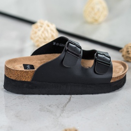 SHELOVET Czarne Klapki Na Platformie 1