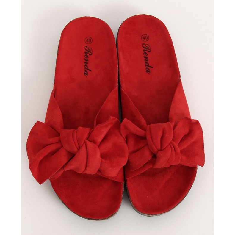 Klapki na korkowej podeszwie czerwone 10-218 Red 2