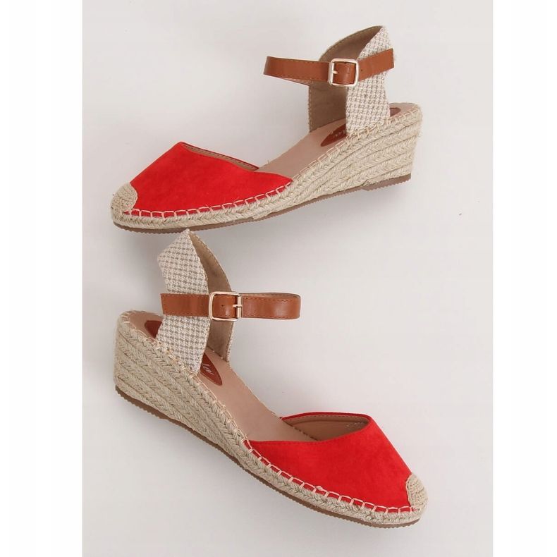 Espadryle na koturnie czerwone S-820 Red 1