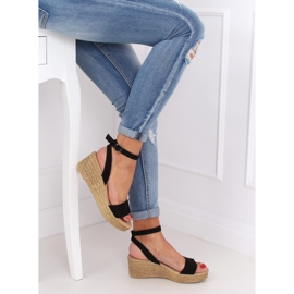 Sandałki na koturnie czarne 019-18 Black 2