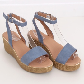 Sandałki na koturnie niebieskie 019-18 Blue 3