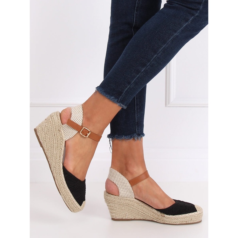 Espadryle na koturnie czarne S-819 Black 1