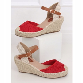 Espadryle na koturnie czerwone S-819 Red 1