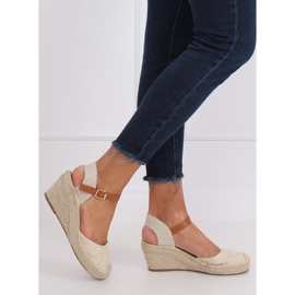 Espadryle na koturnie beżowe S-819 Beige beżowy 2
