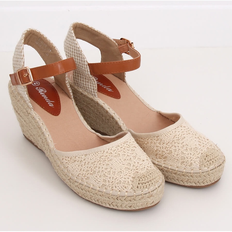 Espadryle na koturnie beżowe S-819 Beige beżowy 1