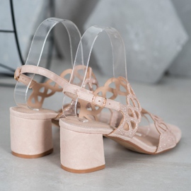 Filippo Sandałki Na Słupku Z Cyrkoniami brązowe 2