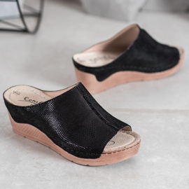 Filippo Czarne Klapki Ze Skóry 1