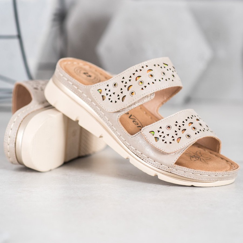 Evento Wygodne Klapki Na Rzep brązowe 2