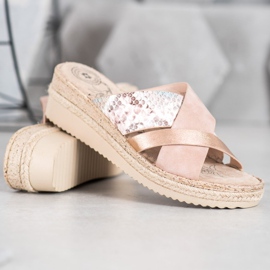 Evento Modne Pudrowe Klapki różowe 1