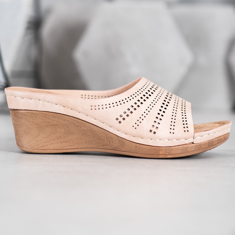 Evento Klapki Z Ażurowym Wzorem różowe 2