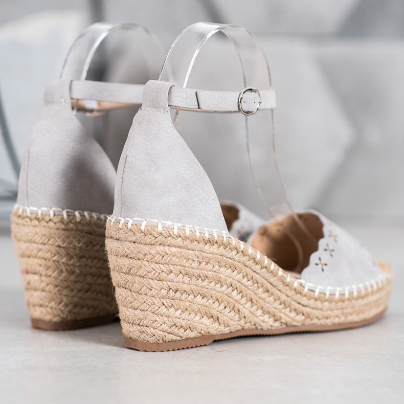 Evento Sandałki Z Ażurowym Wzorem szare 2