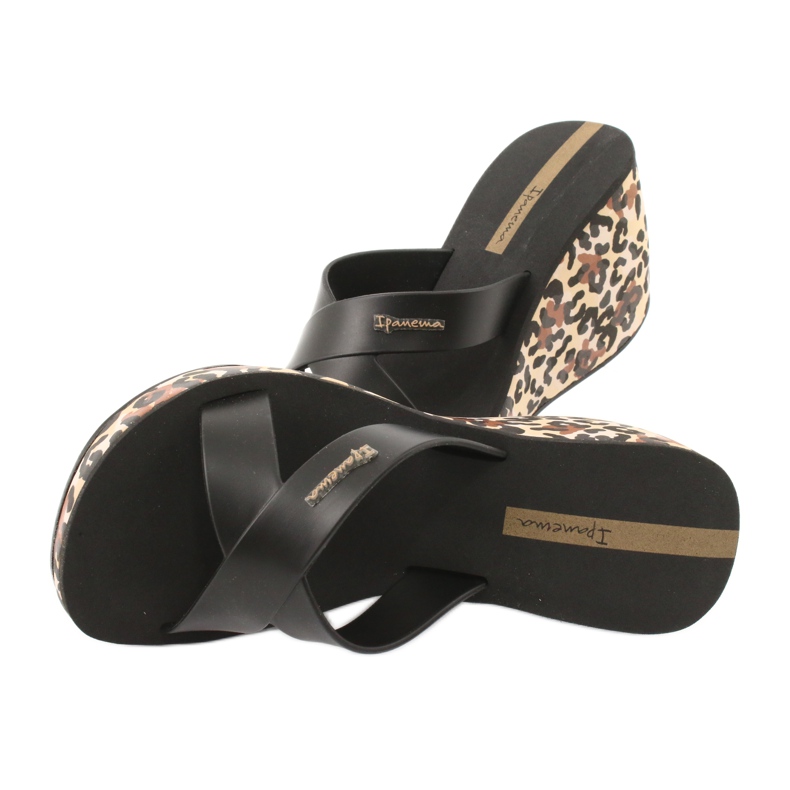 Klapki na koturnie damskie Ipanema 82856 brązowe czarne 4