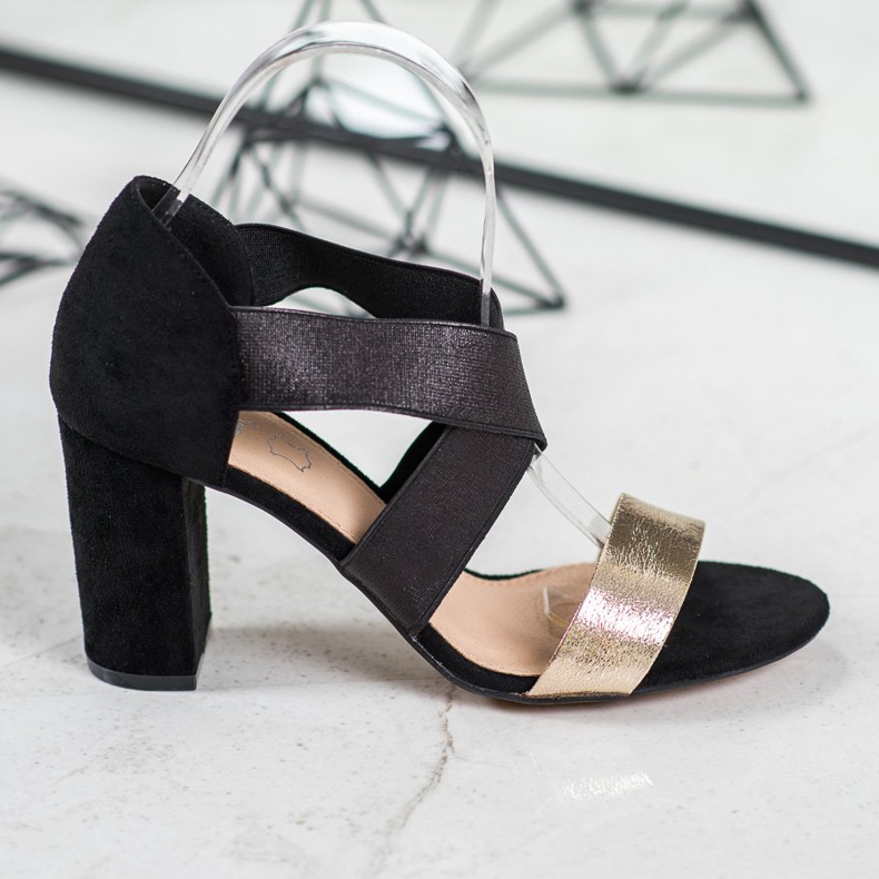 Evento Wsuwane Sandałki Z Gumką czarne żółte 2