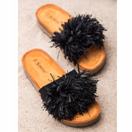 Seastar Czarne Klapki Z Frędzlami 1