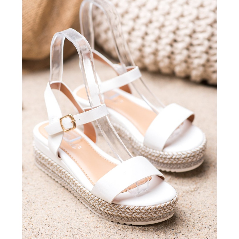 Weide Białe Sandały Z Ozdobną Platformą 2