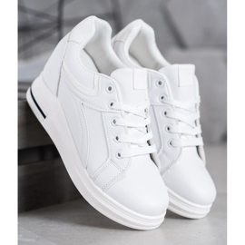 SHELOVET Białe Sneakersy Na Koturnie 1