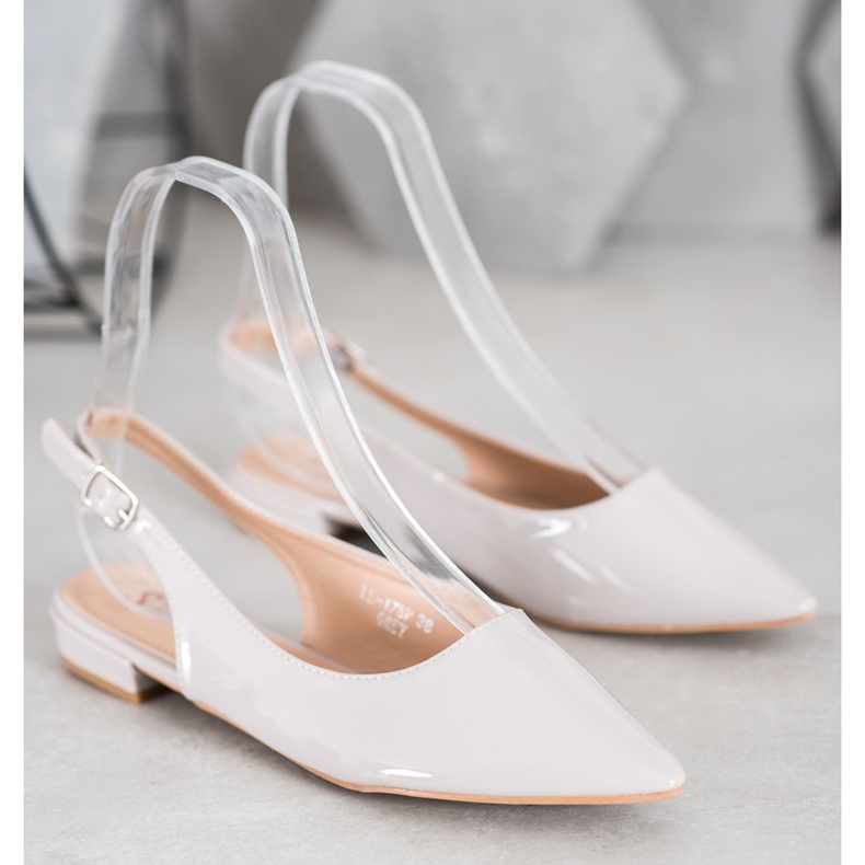 Seastar Lakierowane Czółenka Z Odkrytą Piętą szare 1