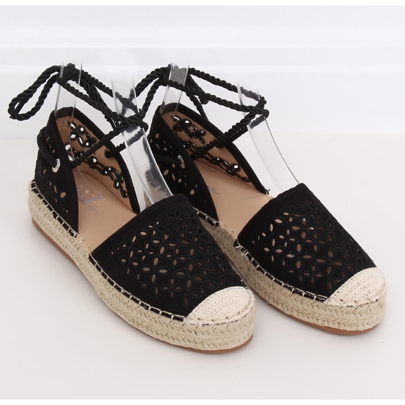 Espadryle wiązane na kostkę czarne G1573 Black 1