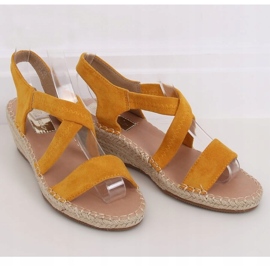Sandałki na koturnie espadryle miodowe S-823 Yellow żółte 1