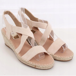 Sandałki na koturnie espadryle beżowe S-823 Beige beżowy 1