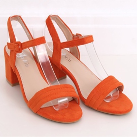 Sandałki na obcasie pomarańczowe 99-61A Orange 1