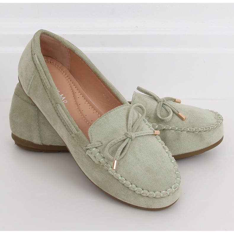 Mokasyny damskie seledynowe LL97 Green zielone 2