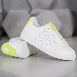 SHELOVET Białe Obuwie Z Zamszowymi Wstawkami 1