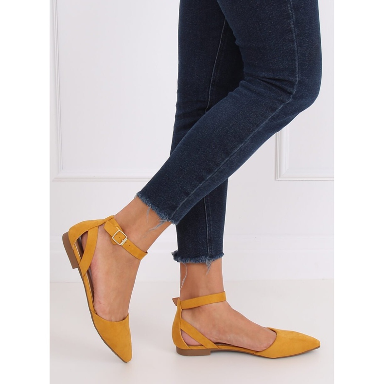 Baleriny z zapięciem miodowe CL73P Yellow żółte 1