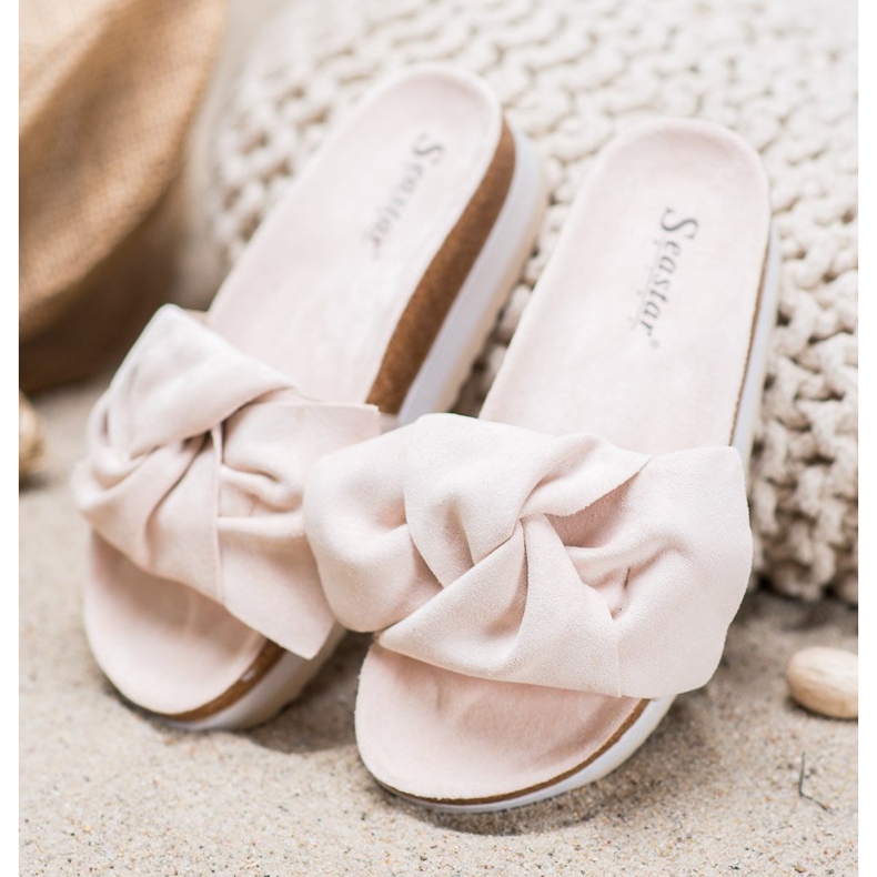 Seastar Casualowe Klapki Z Zamszu brązowe 1