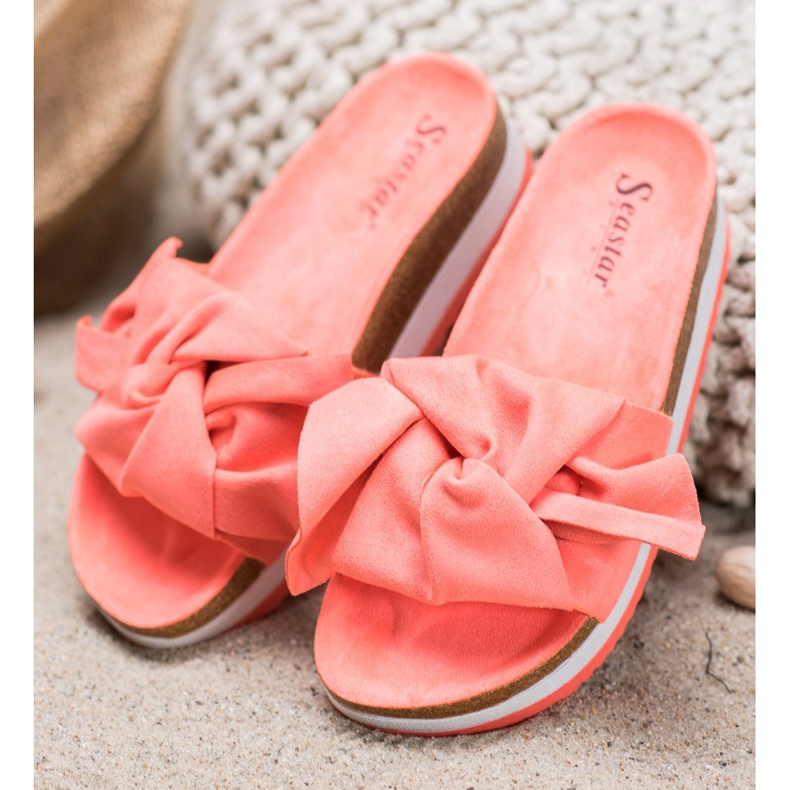 Seastar Casualowe Klapki Z Zamszu wielokolorowe pomarańczowe 1