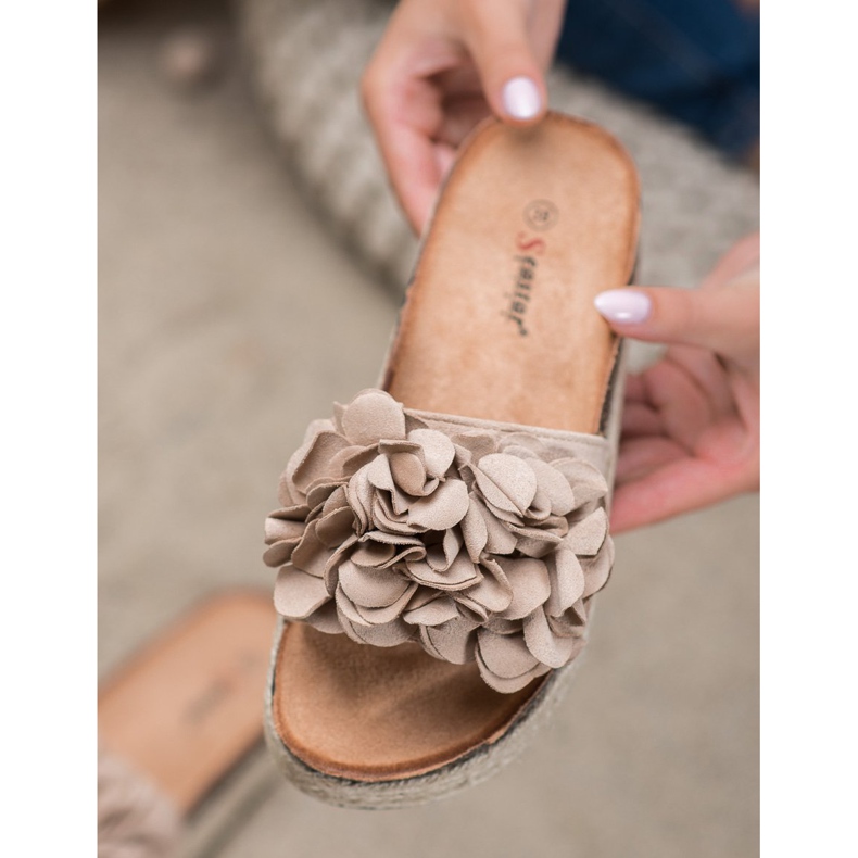 Seastar Modne Beżowe Klapki beżowy 1