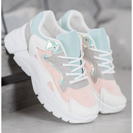SHELOVET Stylowe Sneakersy Na Platformie białe niebieskie różowe szare 4