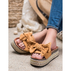 Seastar Klapki Z Kokardą Na Platformie brązowe wielokolorowe 2