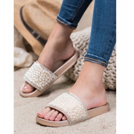 Seastar Eleganckie Klapki Z Perełkami złoty 1