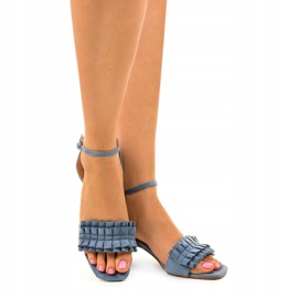 Granatowe eleganckie sandały na słupku 1487-11 niebieskie 1