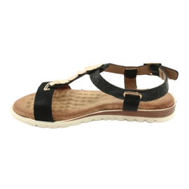 Modne czarne sandały damskie Evento 20SD14 2067 żółte 2