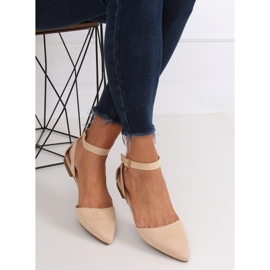 Baleriny z zapięciem beżowe CL73P Beige beżowy 1