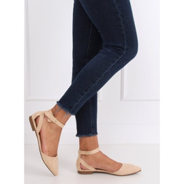 Baleriny z zapięciem beżowe CL73P Beige beżowy 2