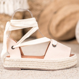 SHELOVET Espadryle Open Toe brązowe 2